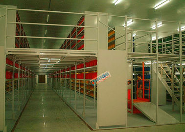 Multi Tier Storage Rack Supported Mezzanine Light Grey Structural Steel Platform